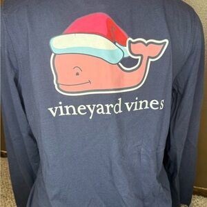 Vineyard Vines Blue long sleeve Shirt with Festive Whale